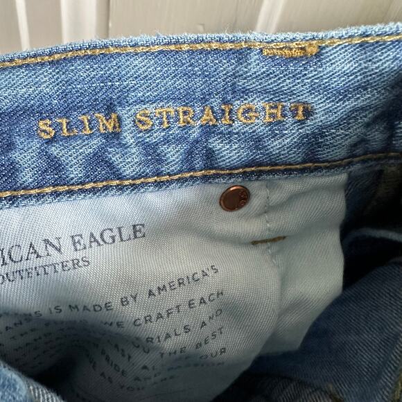 American Eagle Slim Straight Patched Distressed Jeans - Picture 11 of 12